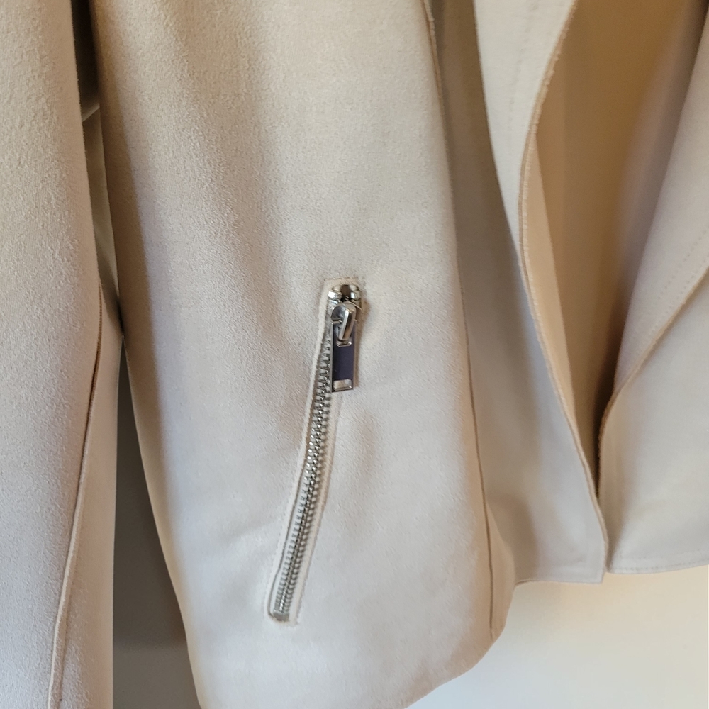 Philosophy Light Cream Moto-Style Suede Jacket - Picture 3 of 5